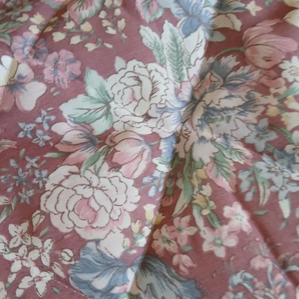 Vtg JC Penney Pillow Sham Pink Floral Eyelet Lace Trim Ruffle Mauve Alyssa NOS